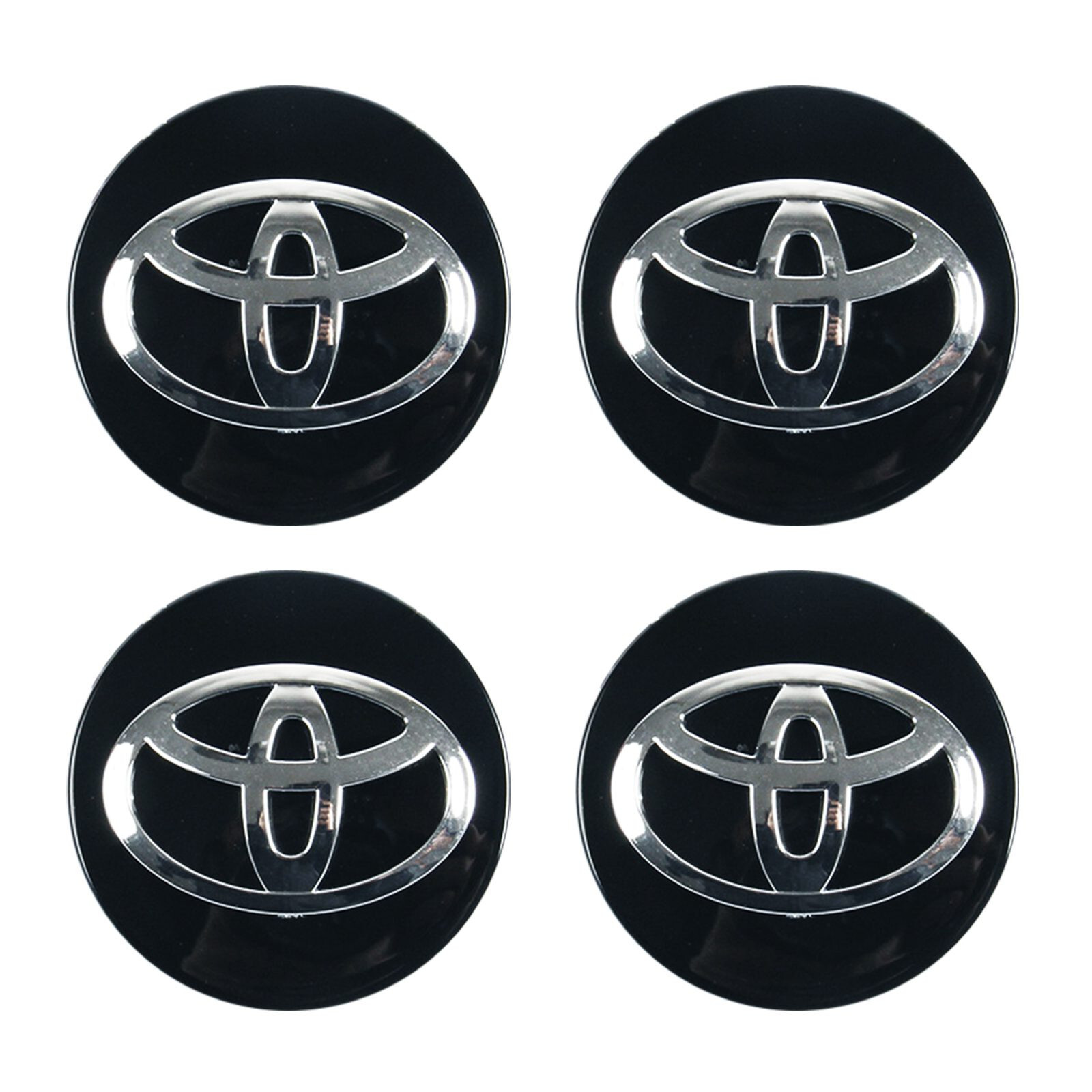 4 pcs Set of Toyota Wheel Center Hub Caps | 62mm I Black Logo Rim Covers