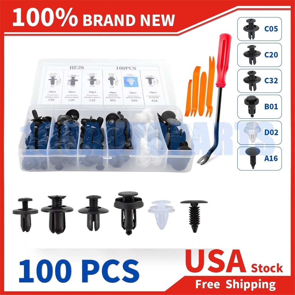 For Mazda 105PCS Bumper Clips Fender Trim Push Pin Rivet Fastener Panel w/Box++B