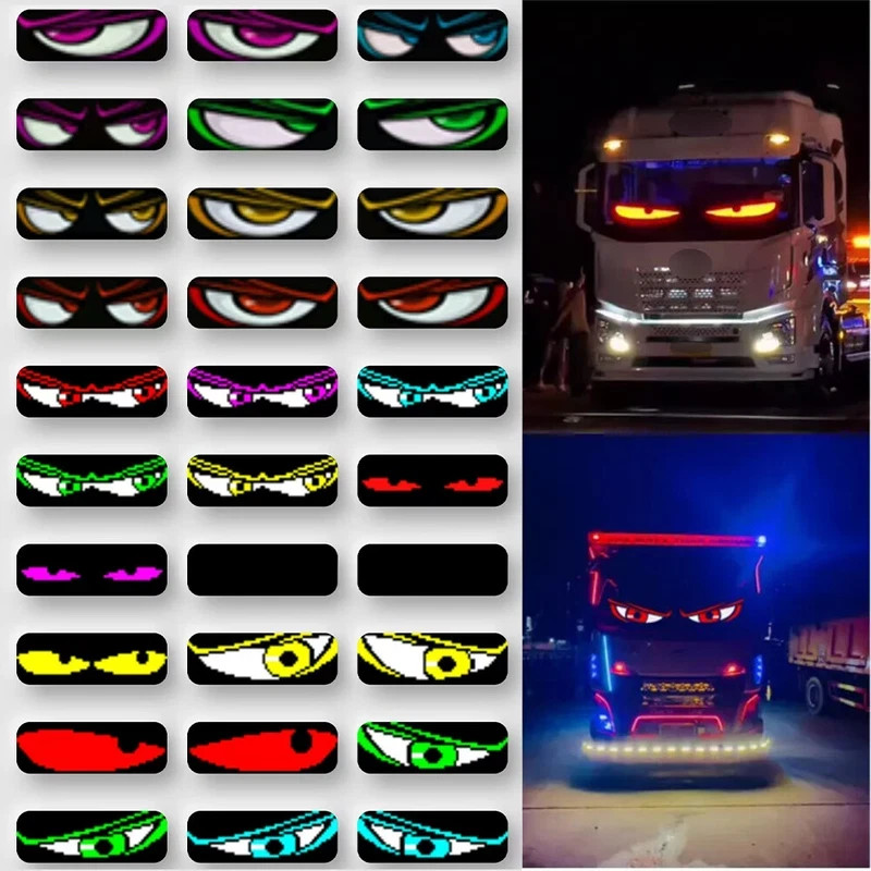2pcs Truck-Specific Devil's Eye LED-Screen Car Eye Light Truck Dynamic LED Light