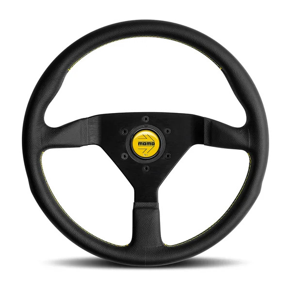 MOMO Monte Carlo Black Leather Yellow Stitching 350mm Steering Wheel - MCL35BK5B