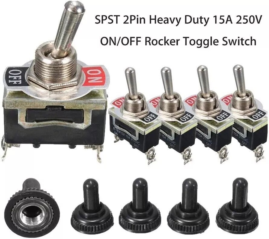 5pcs 12V SPST Toggle Flick Switch WATERPROOF For Marine Car Dash Light ON/OFF US