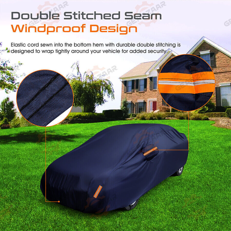 Heavy Duty Outdoor Full Car Cover 100% Waterproof Protect Fit 15-16FT Auto Seda*