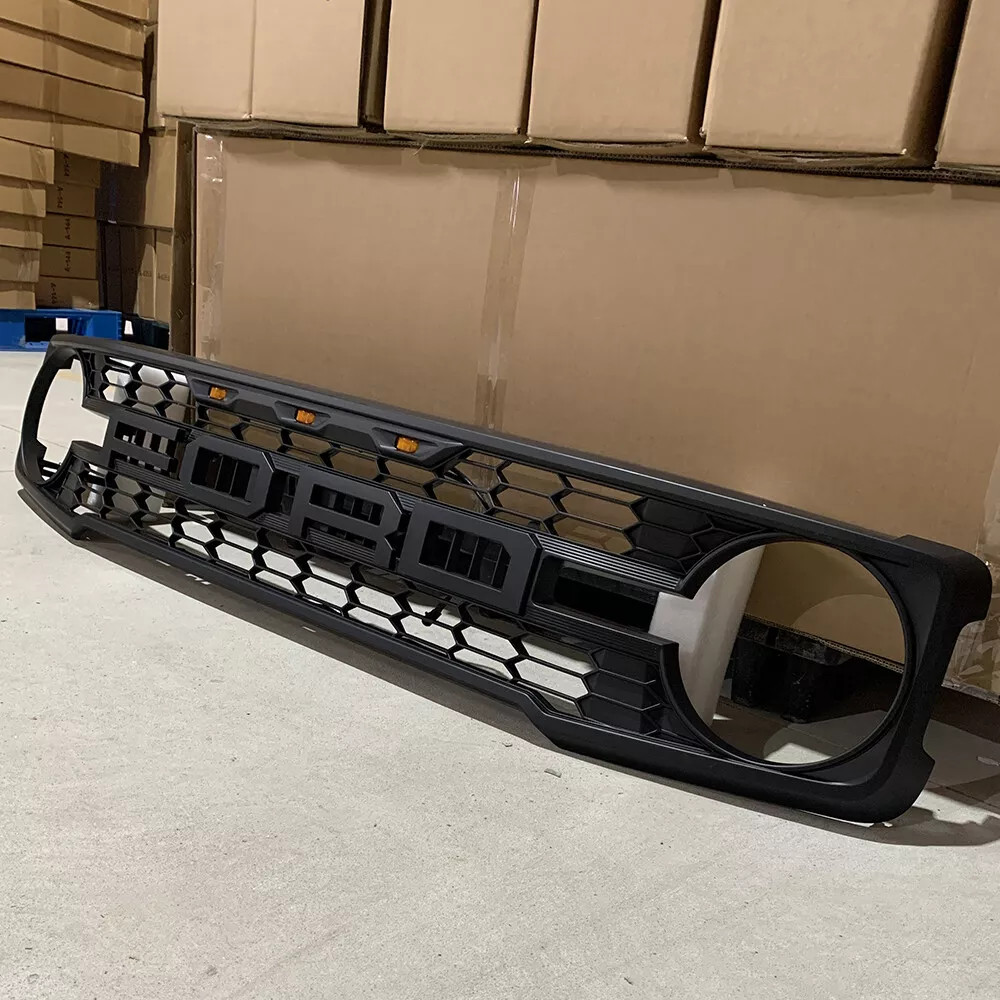 Fits For 21 22 23 Ford Bronco Raptor Style Grille Matte Black Front Upper Grill