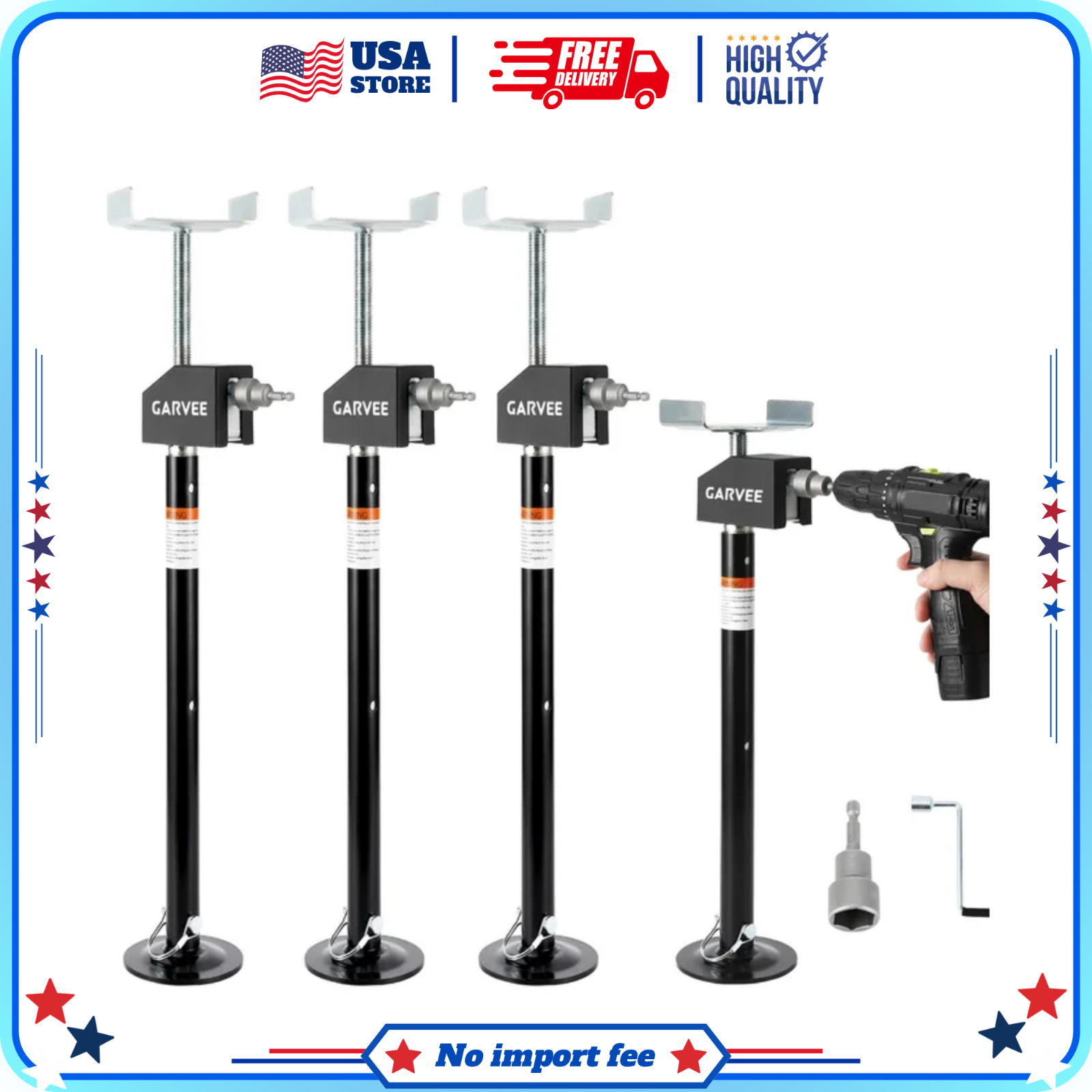 🔥SALE🔥Garvee RV Stabilizer Jacks Set of 4 Supports 5000lb Adjustable 21.06-49\