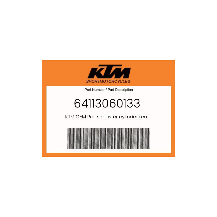 KTM Genuine Master Cylinder Rear - 64113060133