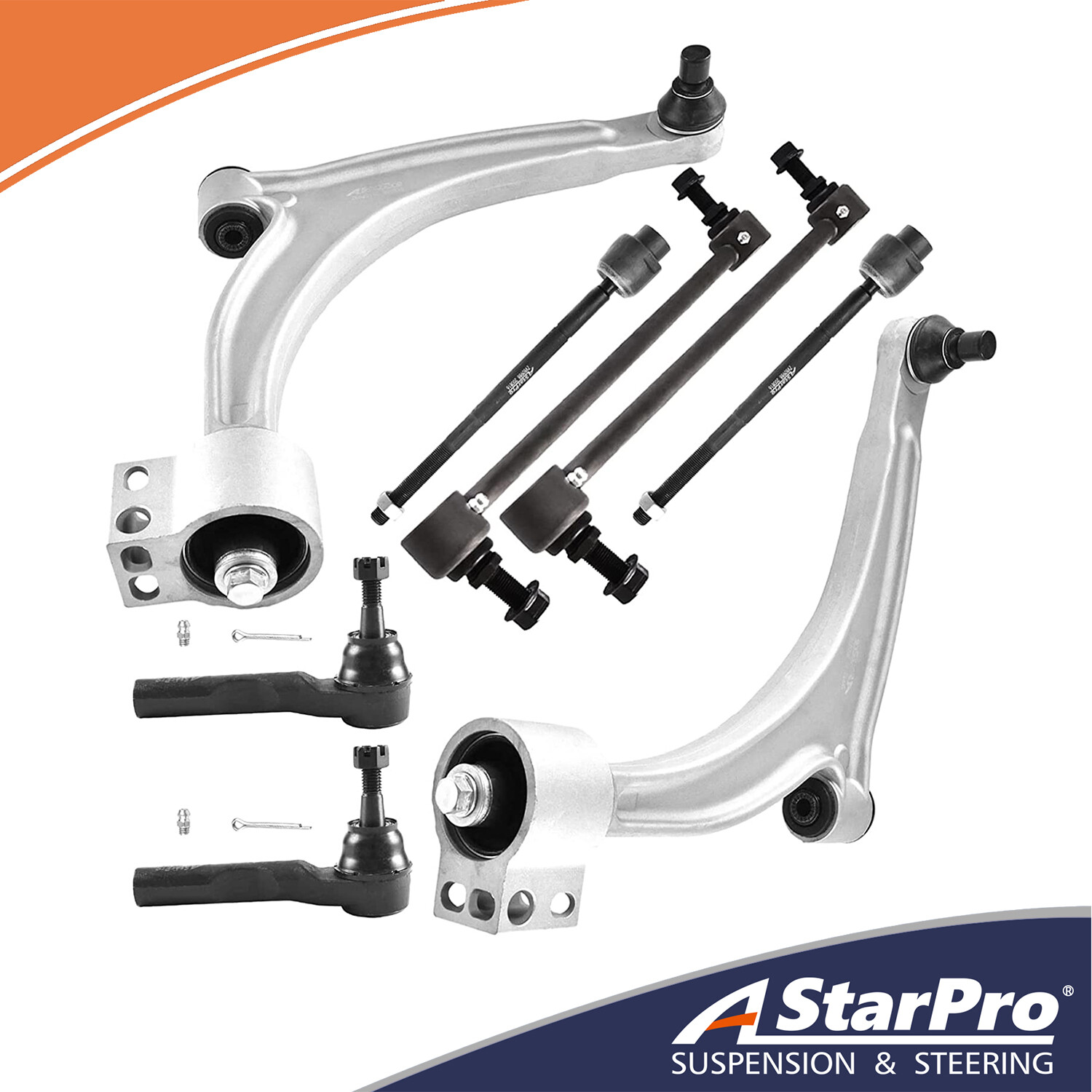 8Pc Front Lower Control Arms Tie Rods Sway Bar Links for Chevy Malibu Pontiac G6