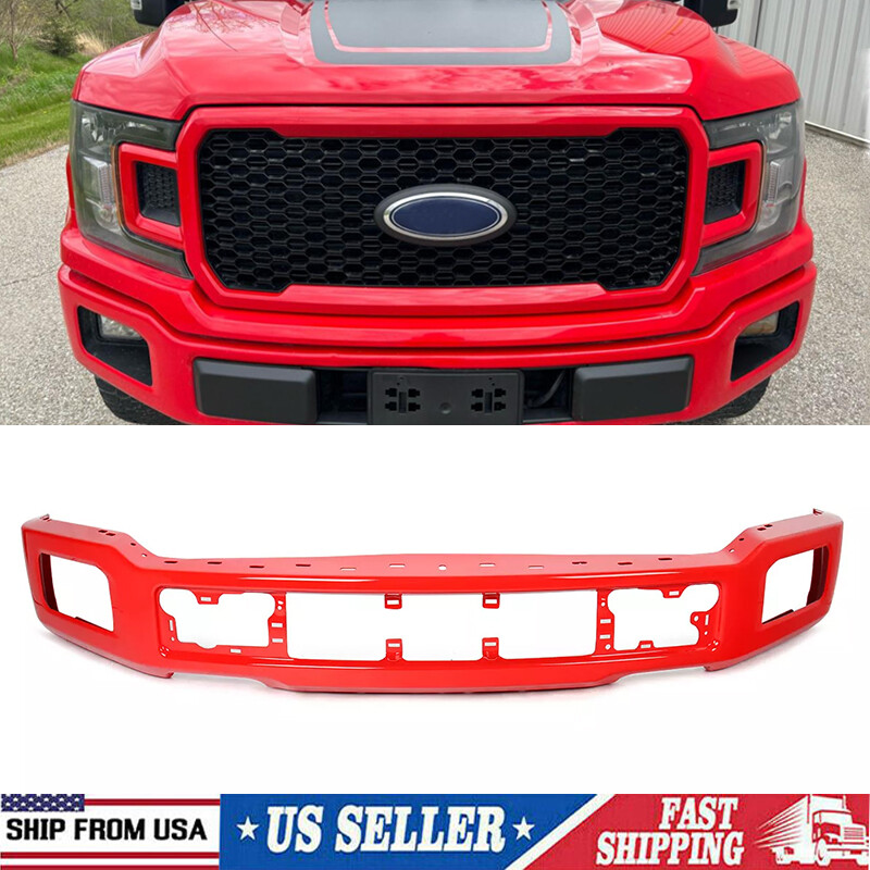 Painted *PQ Race Red* Front Bumper Face Bar NEW For 2018-2020 Ford F-150 w/ Fog