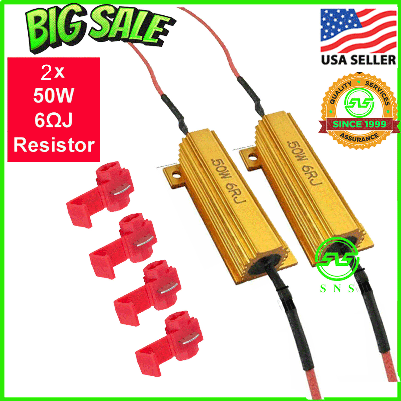 2pcs Load Resistor 50W 6RJ 6ohm LED Decoder FIX Hyper Flash Turn Signal Blinker 
