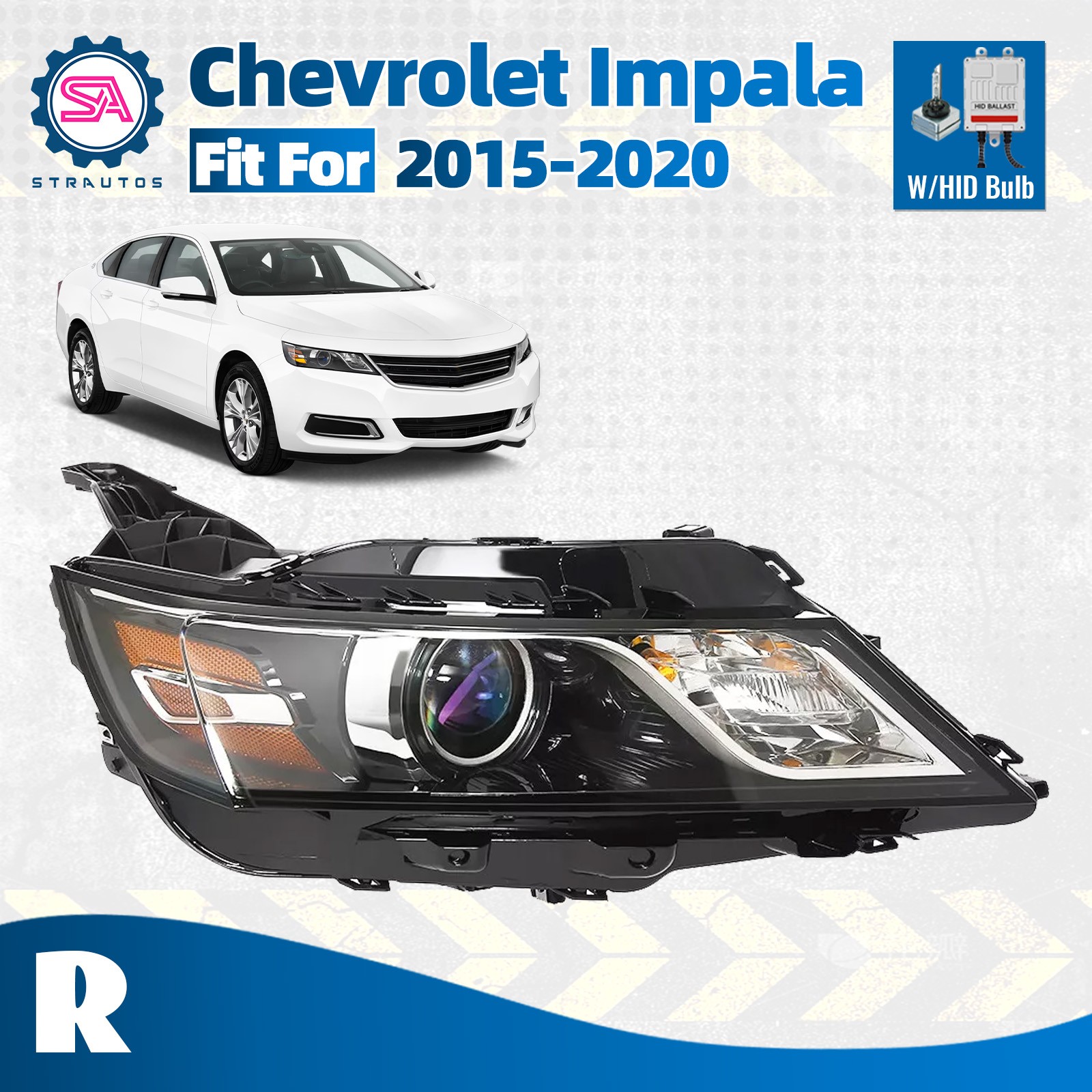For 2014-2020 Chevy Impala HID/Xenon Headlight w/Ballast w/Bulb Right Passenger For 2014-2020 Chevy Impala HID/Xenon Headlight w/Ballast w/Bulb Right Passenger