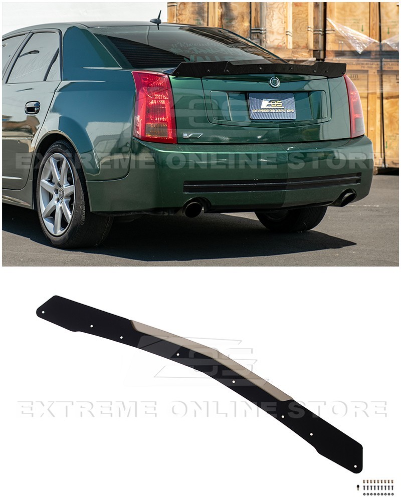 Fits 03-07 Cadillac CTS CTS-V | Add-On Smoke Tinted Rear Spoiler Wickerbill Flap