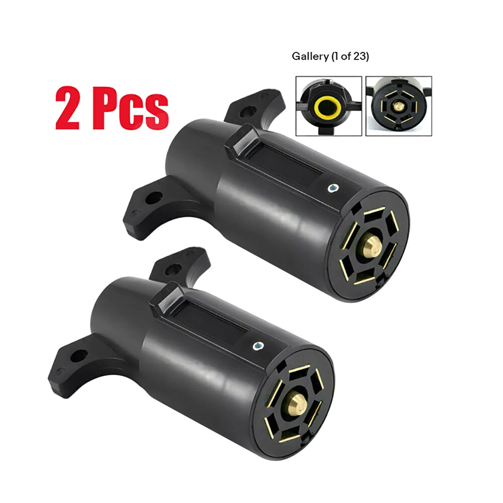 7 Way Round RV Style Trailer Light Plug Connector Replacement End Blade Pin New 7 Way Round RV Style Trailer Light Plug Connector Replacement End Blade Pin New