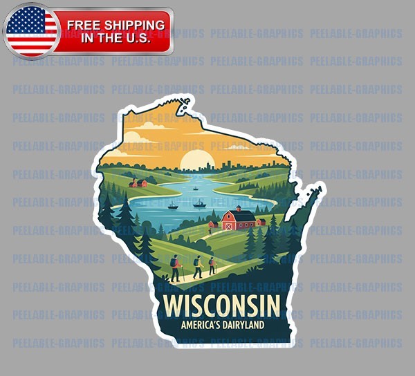 Wisconsin State Bumper Vinyl Decal Sticker Souvenir Travel A