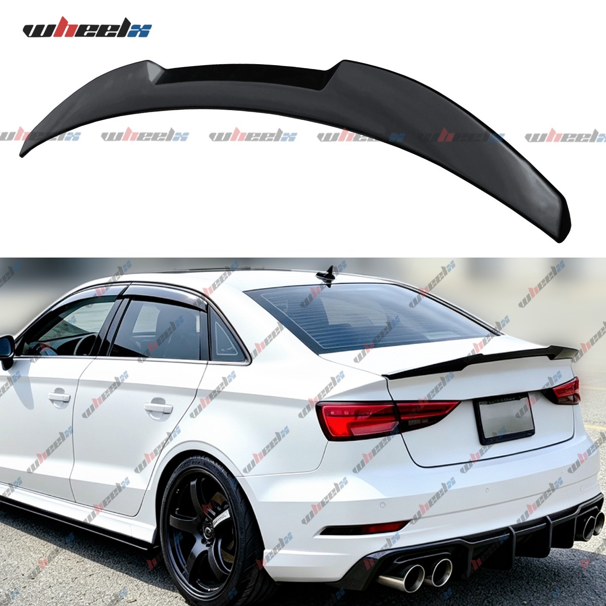 V Style Rear Trunk Spoiler Wing For 2014-2020 Audi A3 S3 Rs3 Sedan Gloss Black