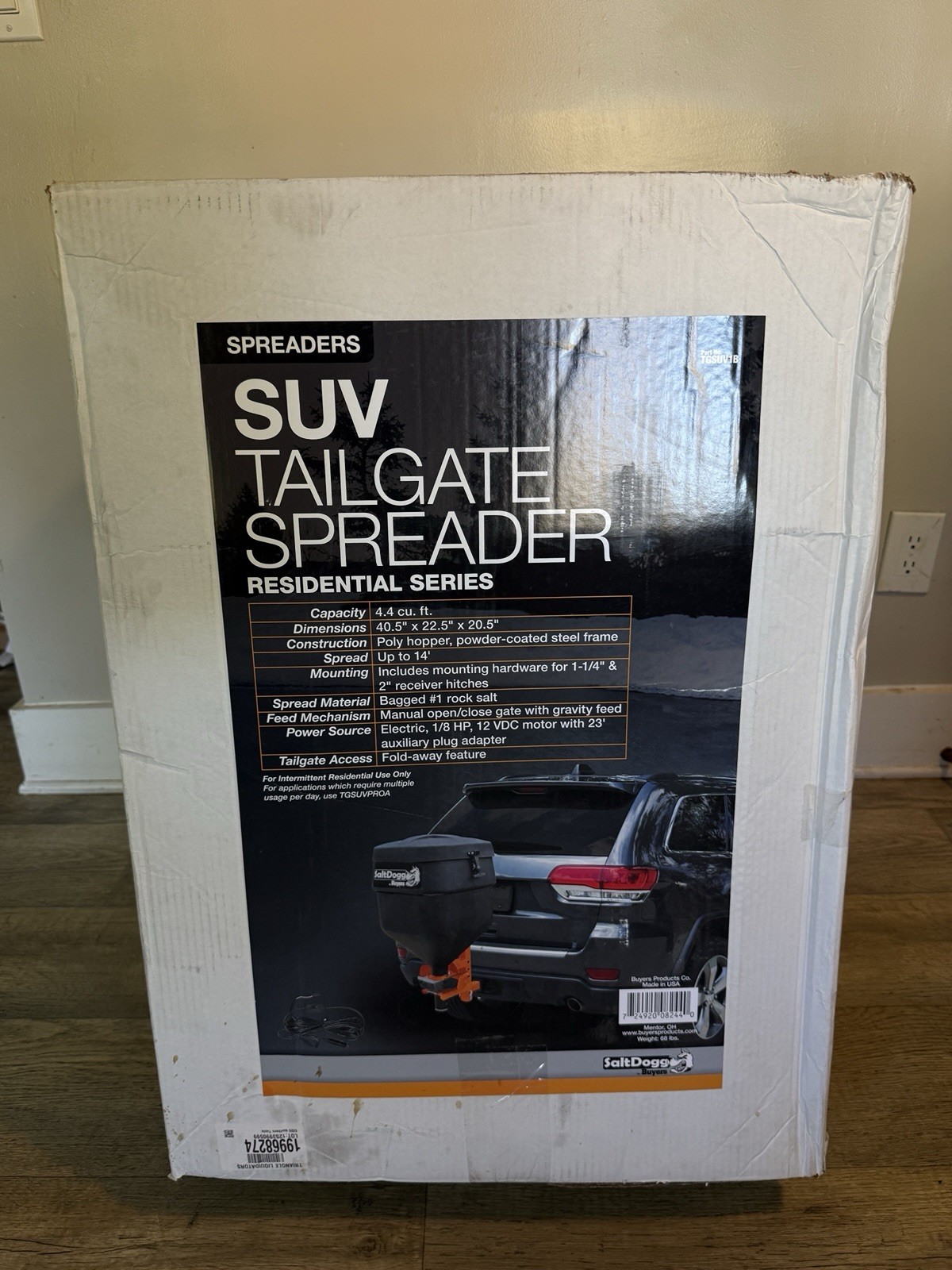 SaltDogg TGSUV1B Tailgate Spreader 4.4 Cubic Feet