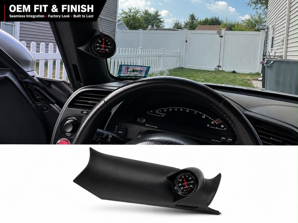 2000-09 Honda S2000 Left Side Pillar Trim 52mm Single Gauge Pod Mount
