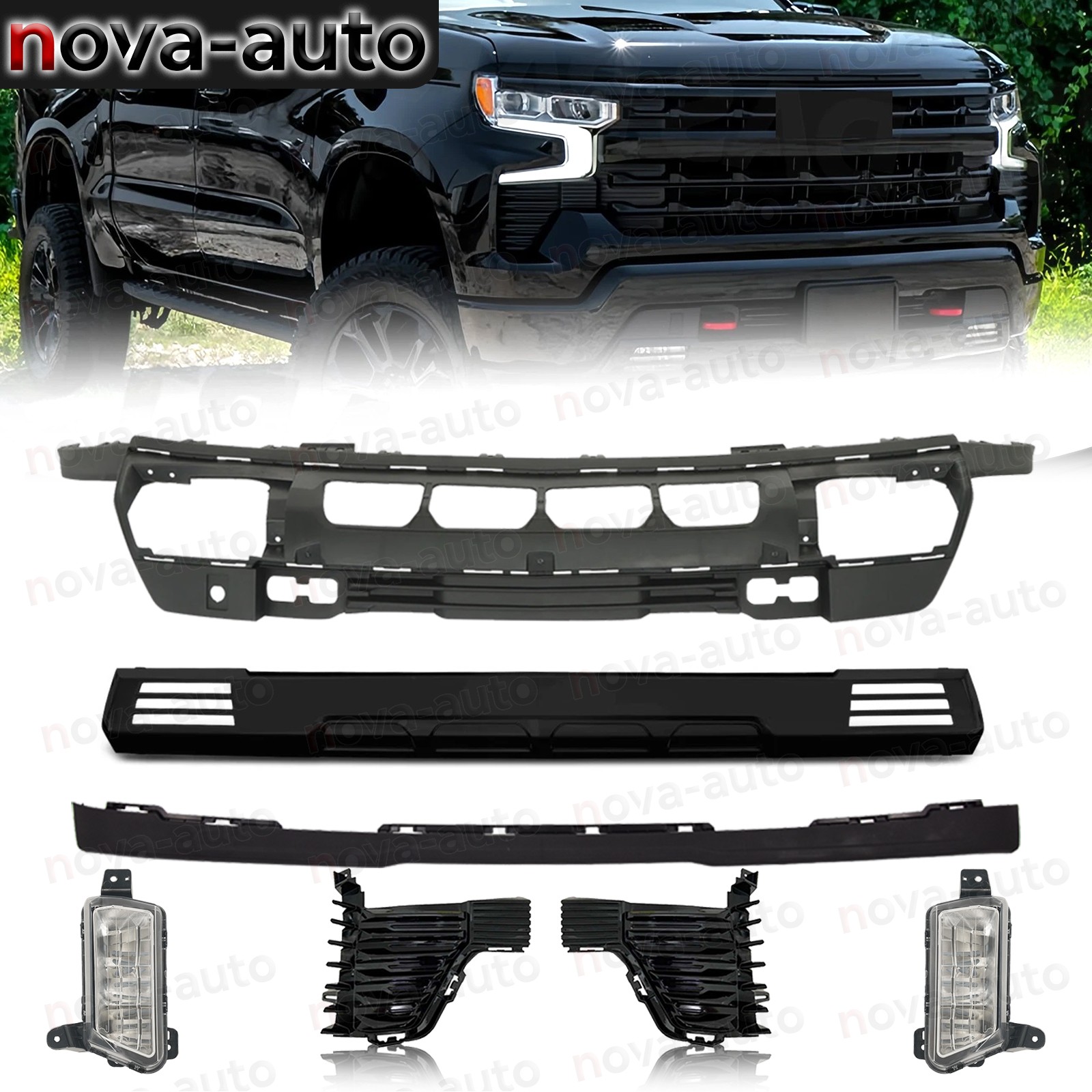 For 2022-2025 Chevy Silverado 1500 Gloss Black Front Lower Valance Bumper Cover
