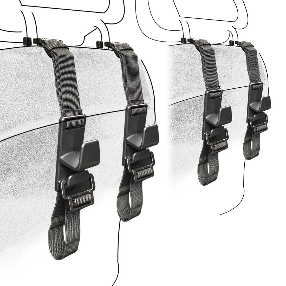 4 x Universal Car Headrest Hooks Hanger for Bags Seat Back Organizer Holder