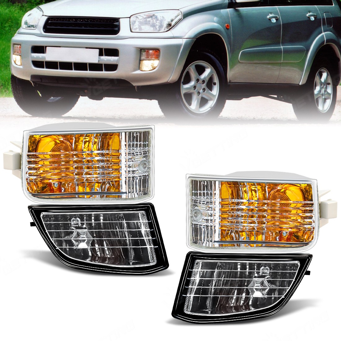4 PCS For 2001-2003 Toyota Rav4 Front Fog Light Turn Signal Lamps kit Halogen 4 PCS For 2001-2003 Toyota Rav4 Front Fog Light Turn Signal Lamps kit Halogen
