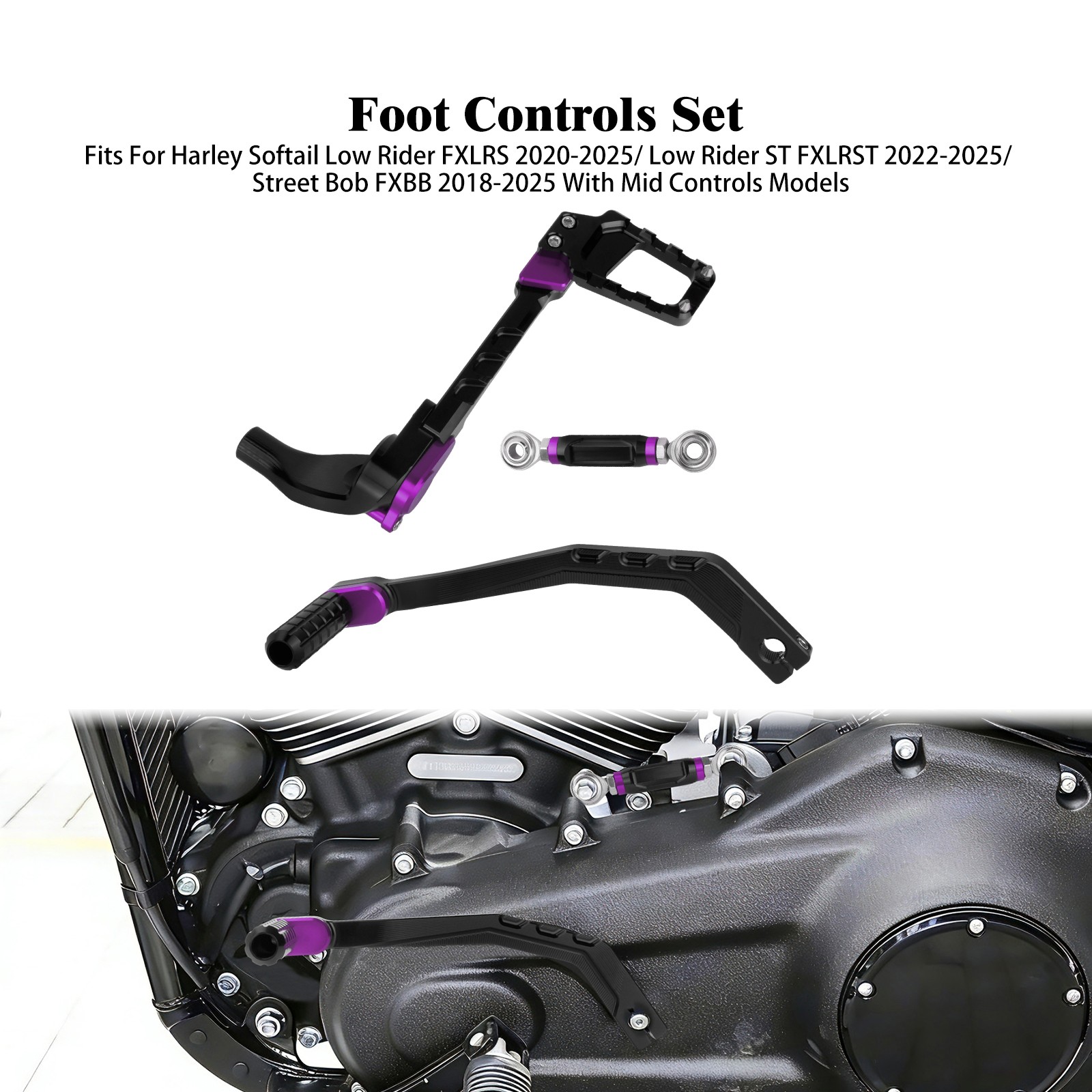 Foot Controls Set Purple For Softail Low Rider FXLRS 20-25 Street Bob FXBB 18-25 Foot Controls Set Purple For Softail Low Rider FXLRS 20-25 Street Bob FXBB 18-25