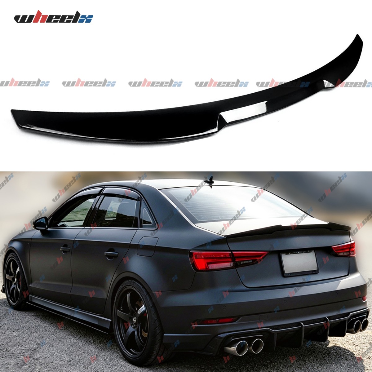 V-Style Rear Trunk Spoiler Wing For 2014-2020 Audi A3 S3 RS3 Sedan Gloss Black