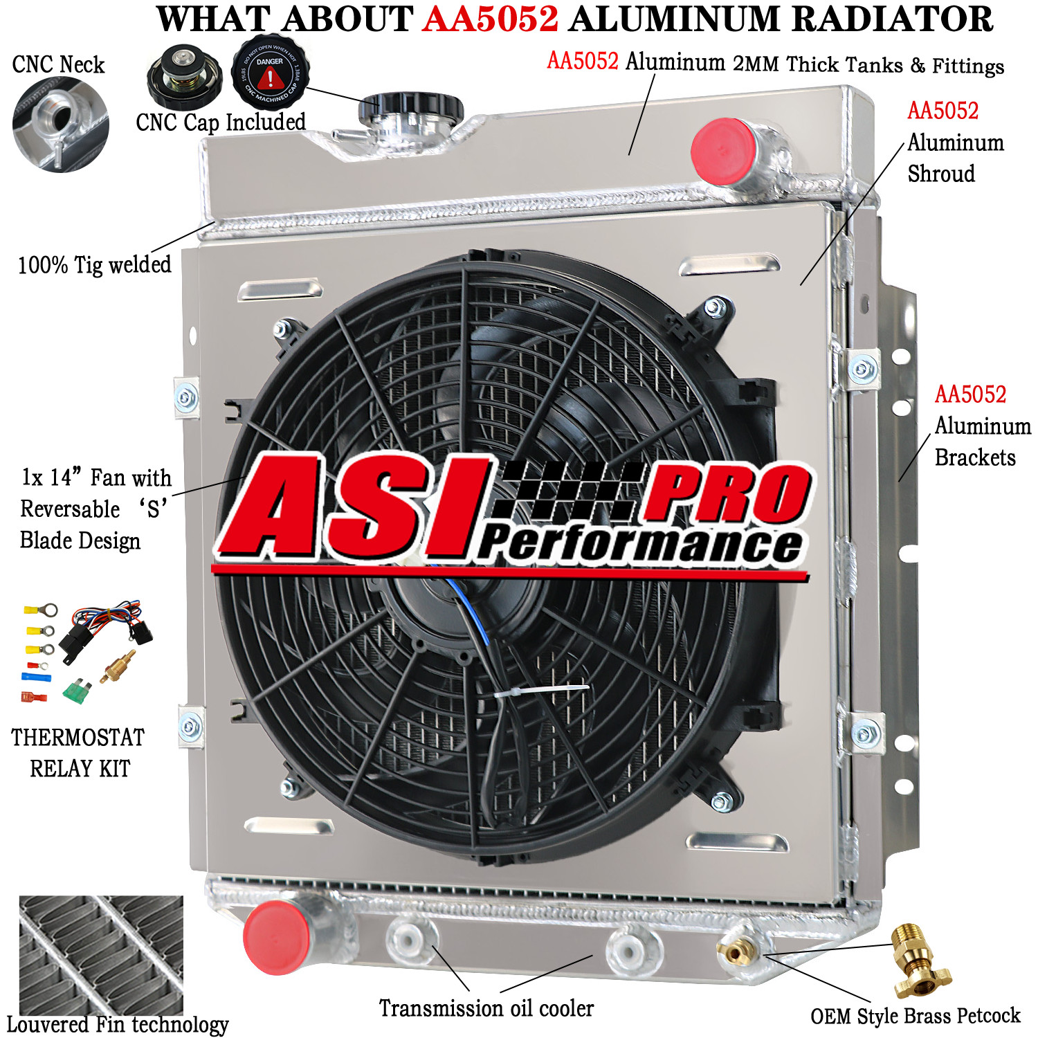 For Ford 1960-1965 62 Falcon/65-66 Mustang 5.0L V8 GAS 3 Row Radiator+Shroud Fan