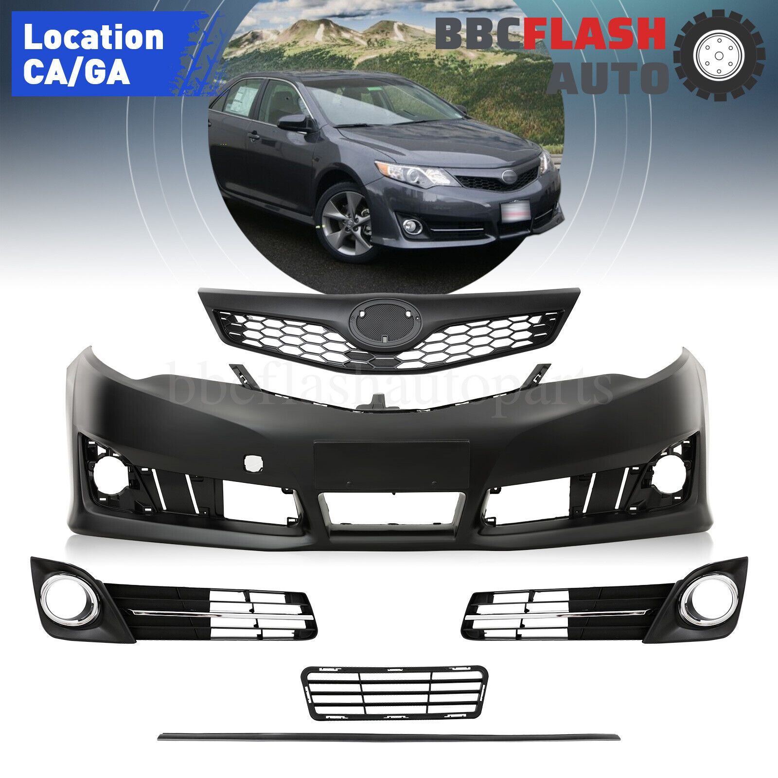 For 2012-2014 Toyota Camry SE / SE Front Bumper Cover &Grille Grill Sedan Sport