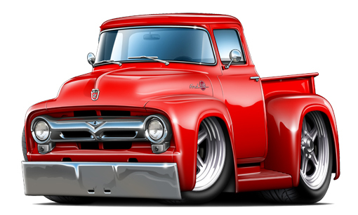 FORD Truck 1956 F100 Cartoon Wall Graphic Decal Garage Bar Room Cling Fat Cat