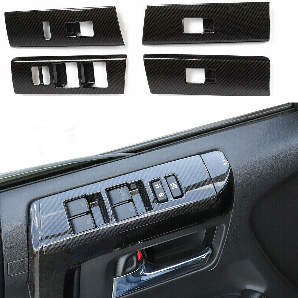4pc Carbon Fiber Window Lift Switch Decoration Trim Cover for 4runner SUV 2010+