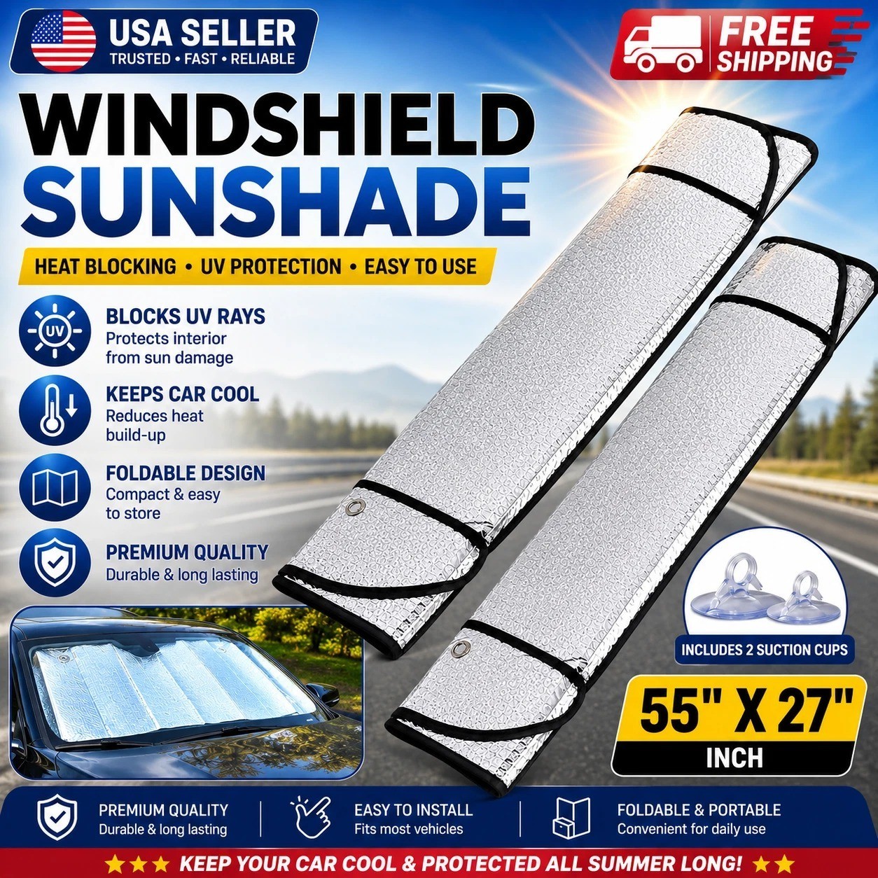 Foldable Car Windshield Front Window Sun Shade Cover Visor UV Block Protector Foldable Car Windshield Front Window Sun Shade Cover Visor UV Block Protector