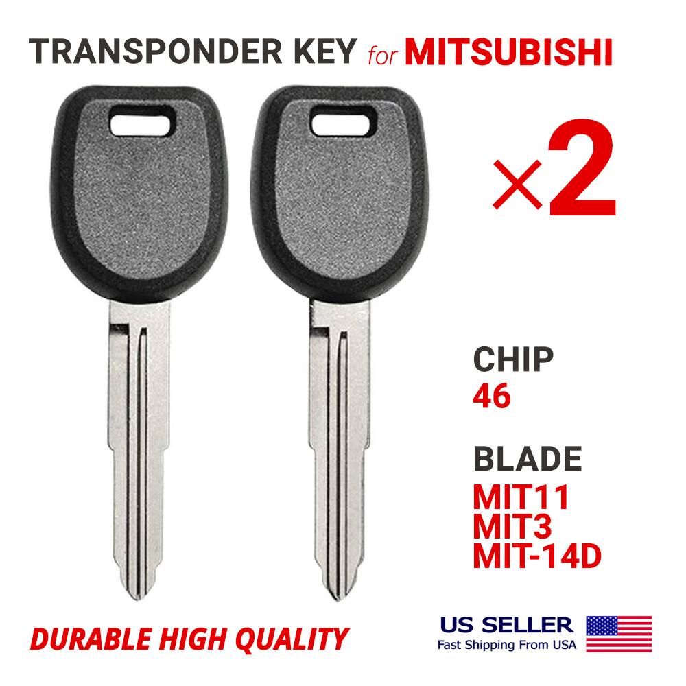 2X Transponder Key for Mitsubishi MIT11R Chip 46 High Quality 2X Transponder Key for Mitsubishi MIT11R Chip 46 High Quality