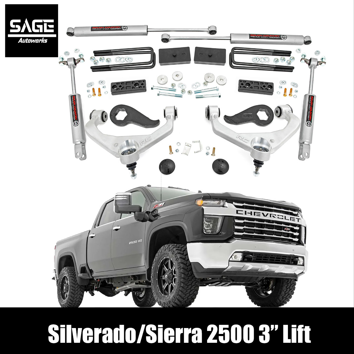 3 Inch Lift for 20-24 Silverado Sierra 2500 HD