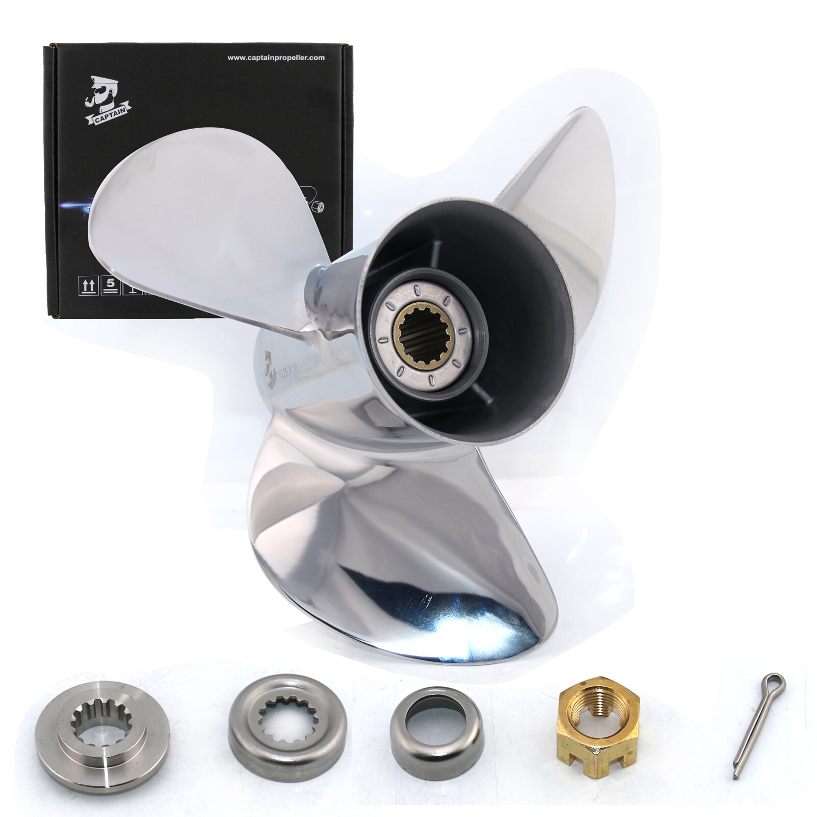 10.25x16-G Stainless Steel Propeller + Hardware kits Fit Yamaha 40-60HP YBS Prop