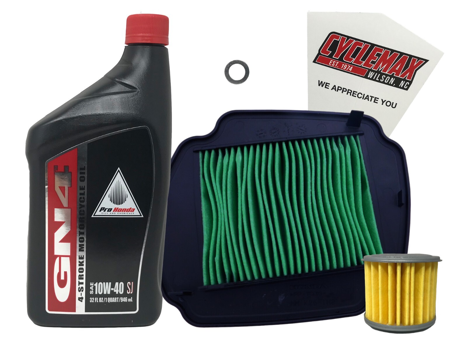 Cyclemax OEM 10W-40 Oil Change Kit fits 2021-2025 Honda Grom 125 with Air Filter
