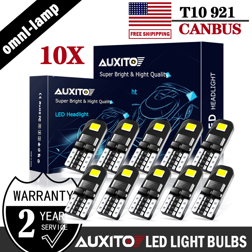 AUXITO 10x T10 194 2825 LED Light Bulb 168 White Super Bright Canbus Error Free