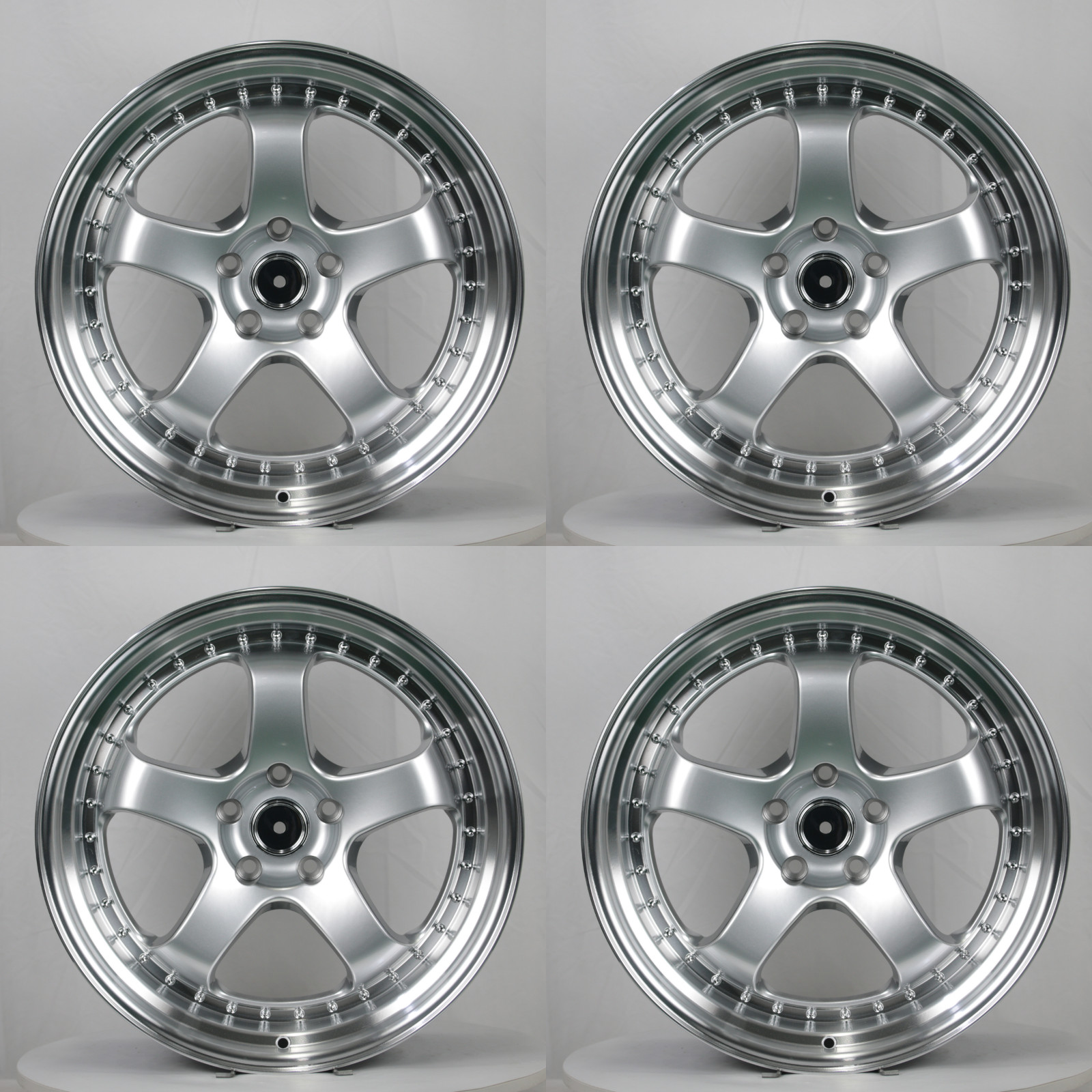 4PCS Set 19 x 9.5 JDM Meister Style Wheels 5x114.3 ET:35 CB:73.1 Silver ML US