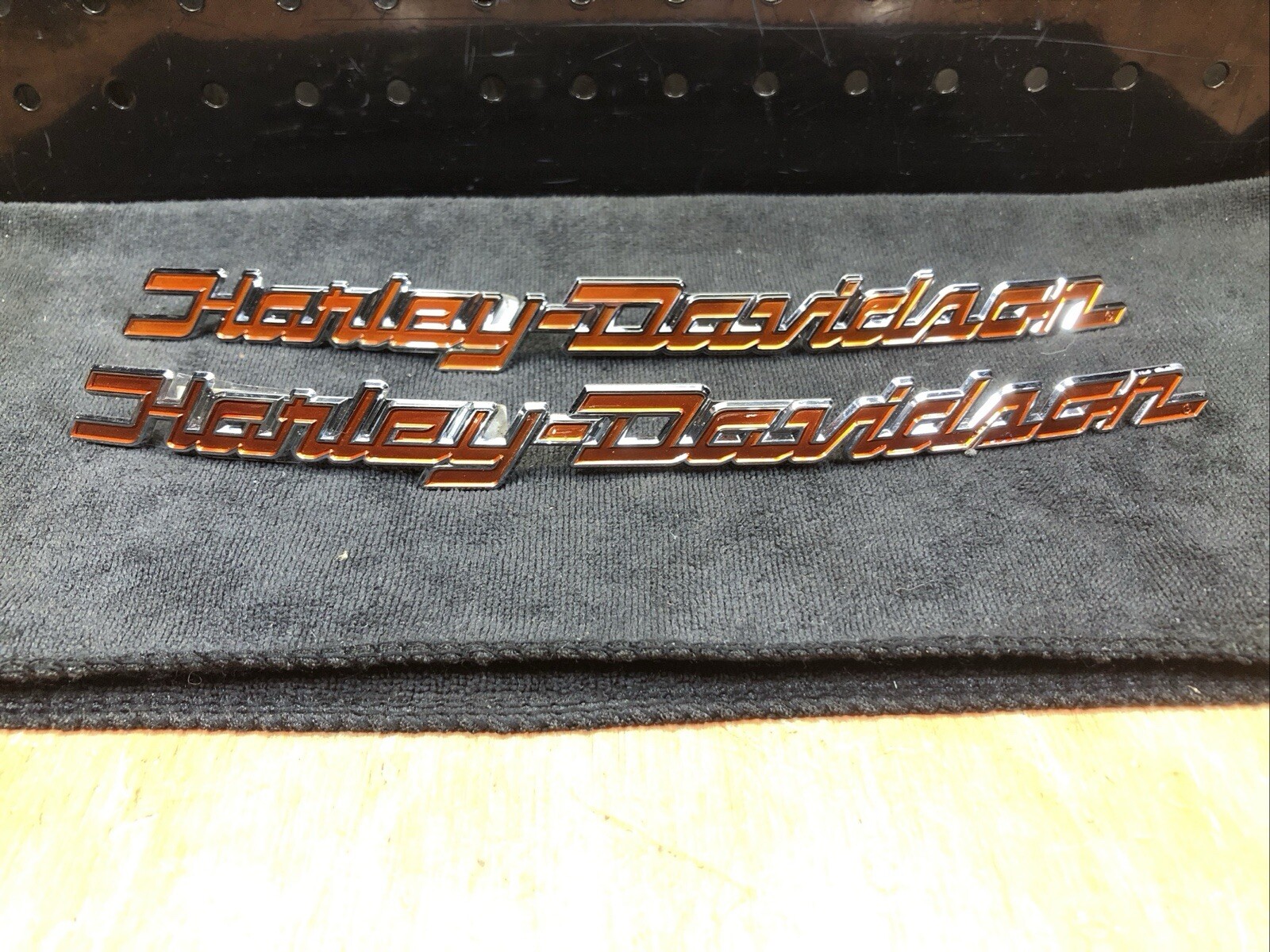 Harley Touring Street Glide Gas Tank Emblems Scorched Orange & Chrome OEM E5