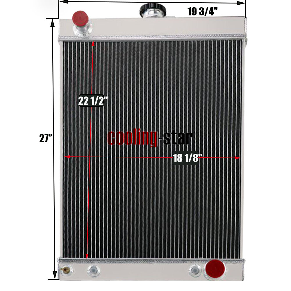 Universal 4Row Aluminum Radiator w/Trans Cooler For Street Rod Hot Rod 30\'s-50\'s