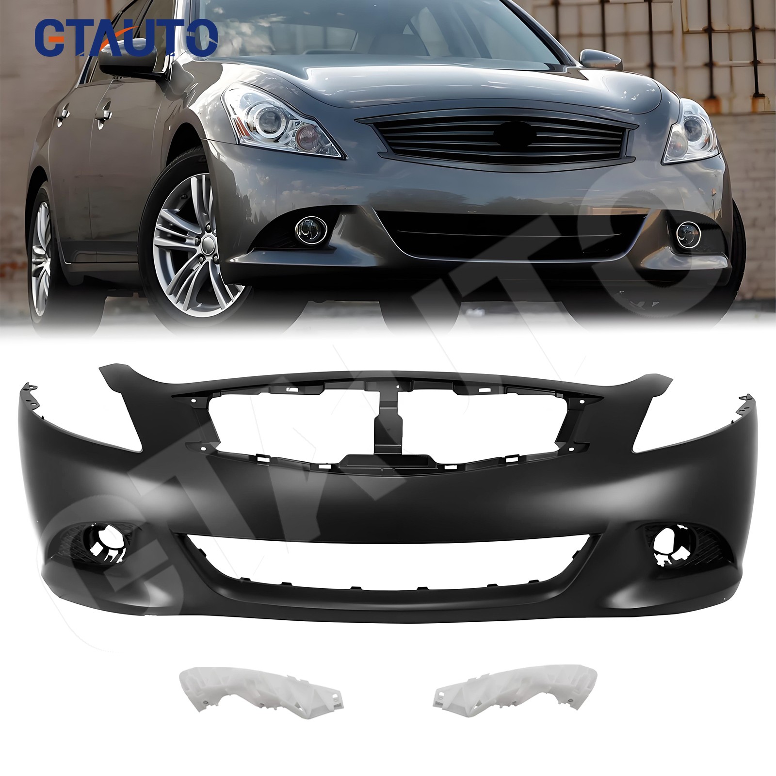Front Bumper Cover w/Bracket For 2010-2013 Infiniti G37 2011 2012 G25 2015 Q40