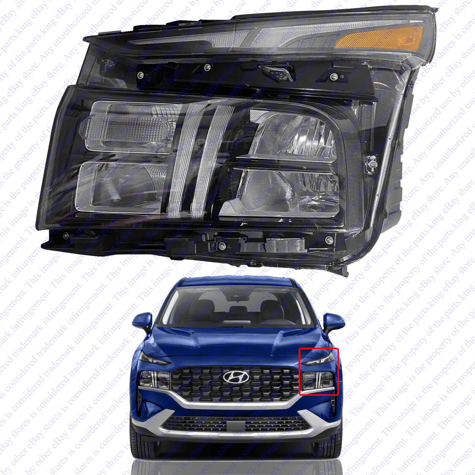 For 2021 2022 2023 Hyundai Santa Fe LED Projector Headlight Assembly Left Driver