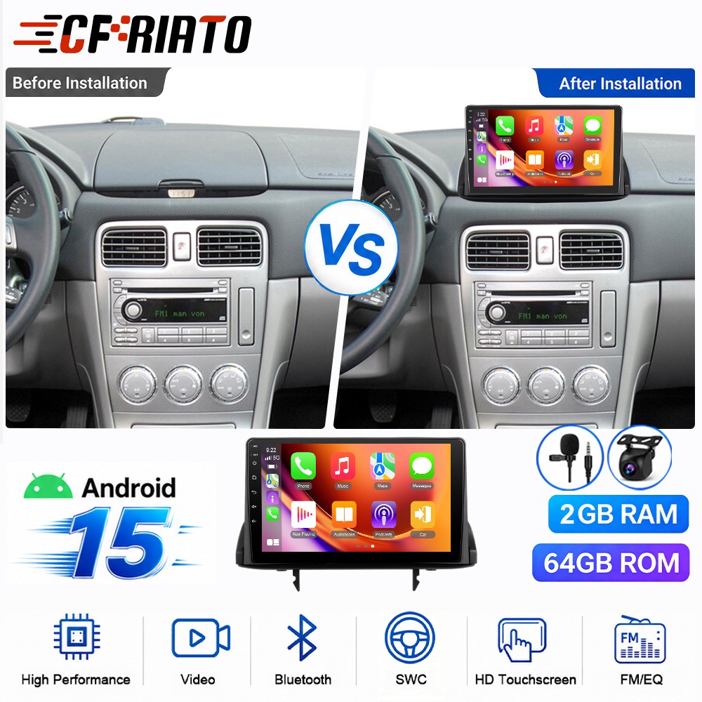 For Subaru Forester 2002-2008 Android15 Carplay Car Stereo Radio GPS Sat Nav+CAM