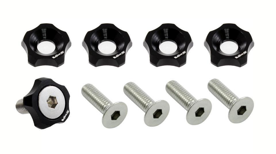 NEW VMS STAR 5 PC FENDER BUMPER HEADLIGHT WASHER 10MM 10 MM BOLT KIT BLACK