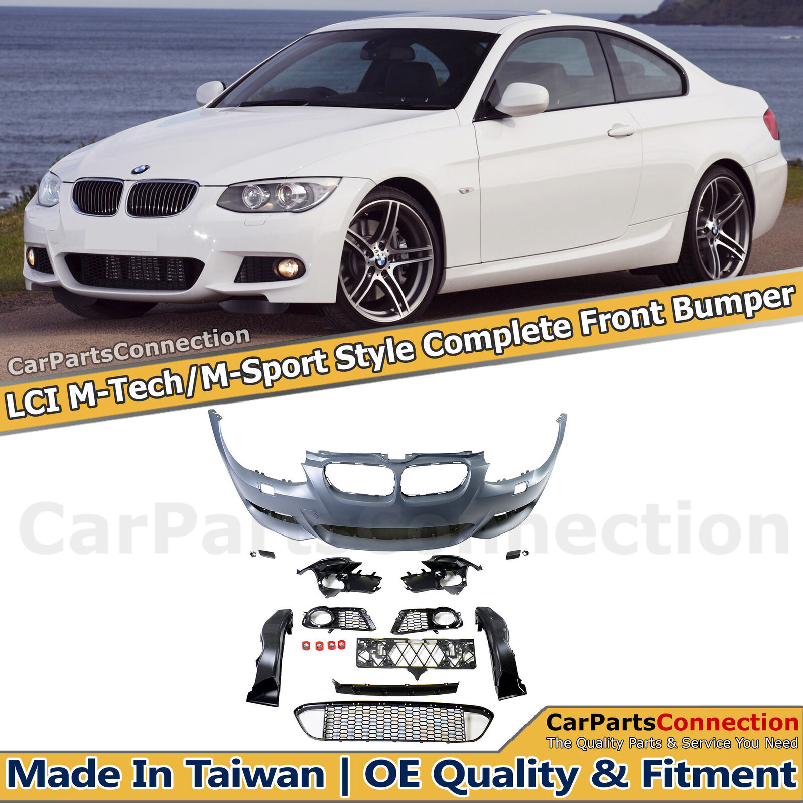 M-Sport Style Front Bumper Cover Kit For BMW E92 3-Series Coupe 2011-2013 328i