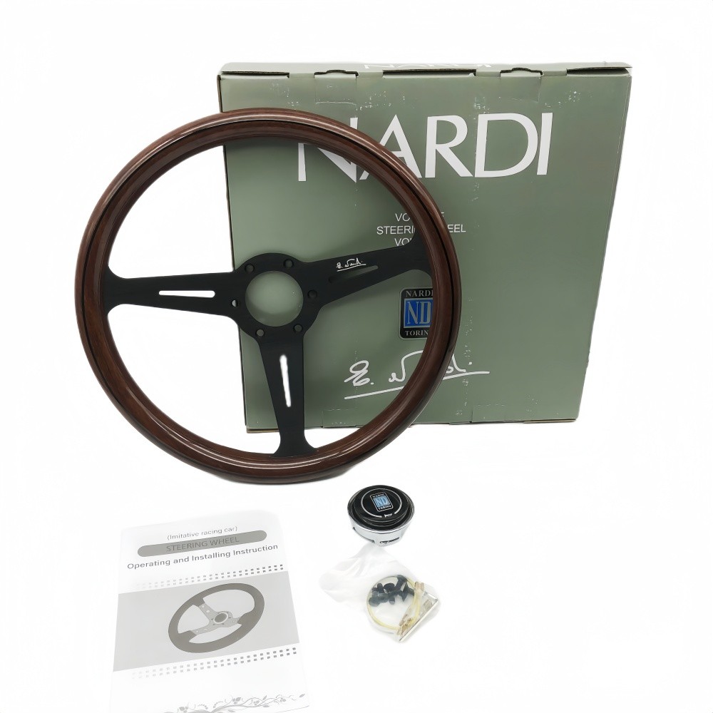NARDI Classic 350mm Steering Wheel Mahogany Wood with Black Finish NARDI Classic 350mm Steering Wheel Mahogany Wood with Black Finish