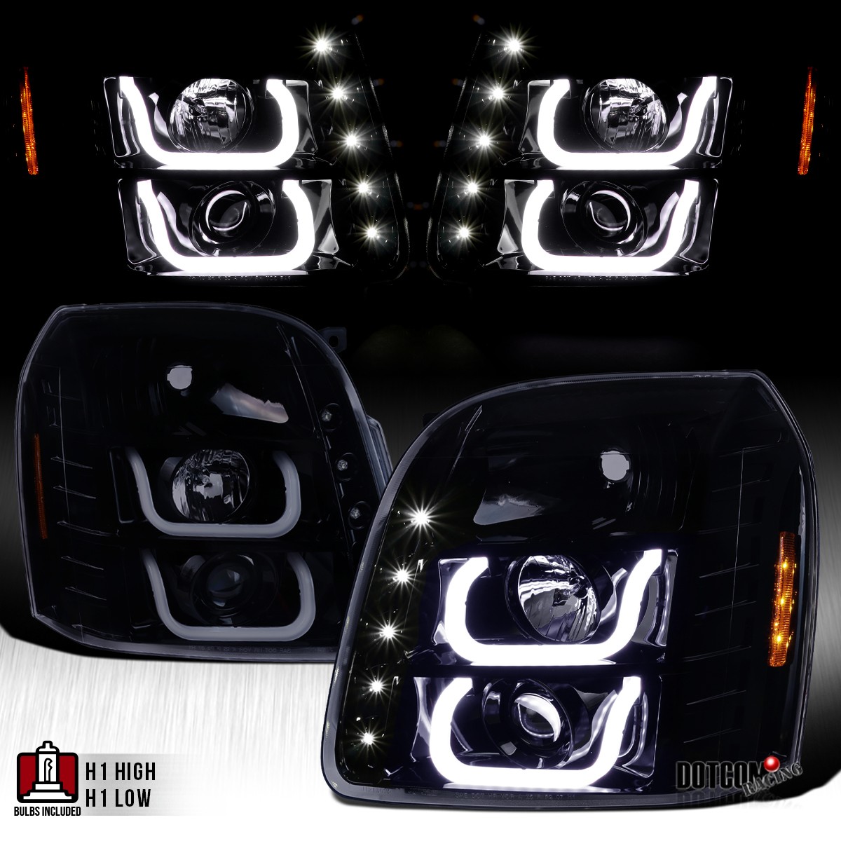 Smoke Fit 2007-2014 GMC Yukon XL 1500 2500 Denali LED Tube Headlights Left+Right Smoke Fit 2007-2014 GMC Yukon XL 1500 2500 Denali LED Tube Headlights Left+Right
