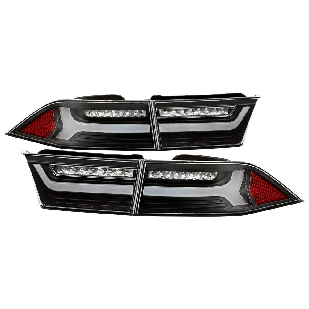 Fit 04-08 Acura TSX Black LED Tube Tail Lights Brake Lamps Pair Left + Right