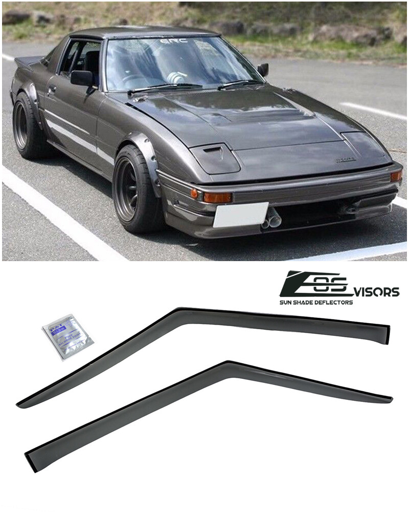 EOS Visors For 78-85 Mazda RX-7 JDM Tape-On Side Window Rain Guard Deflectors 