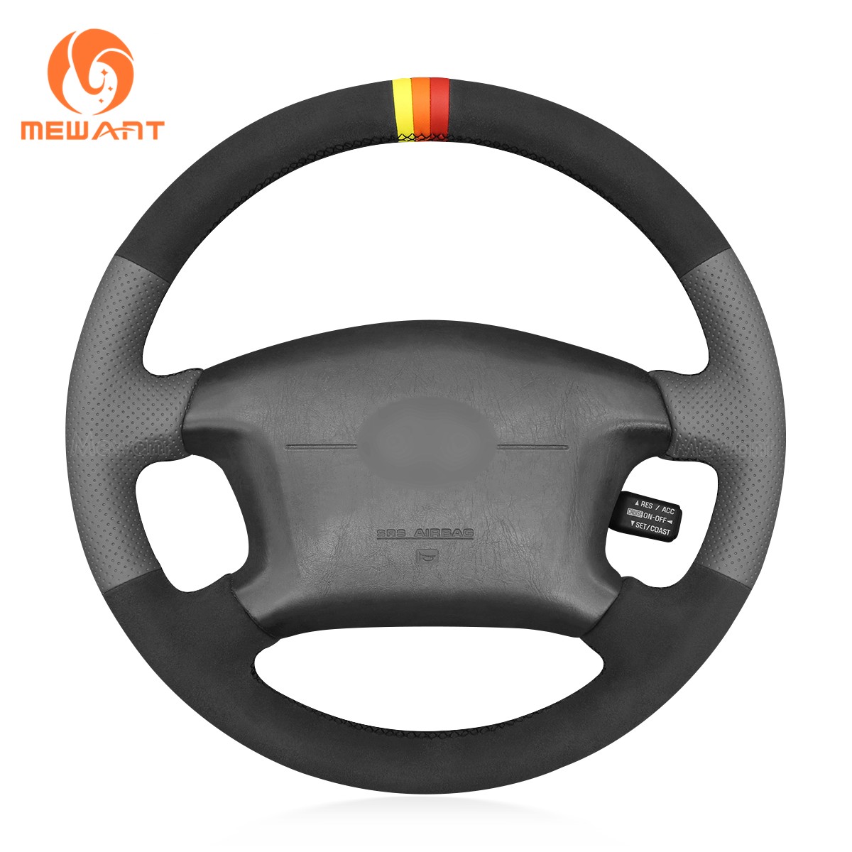 MEWANT Suede PU Leather Custom Steering Wheel Cover Wrap for Toyota Camry 97-01