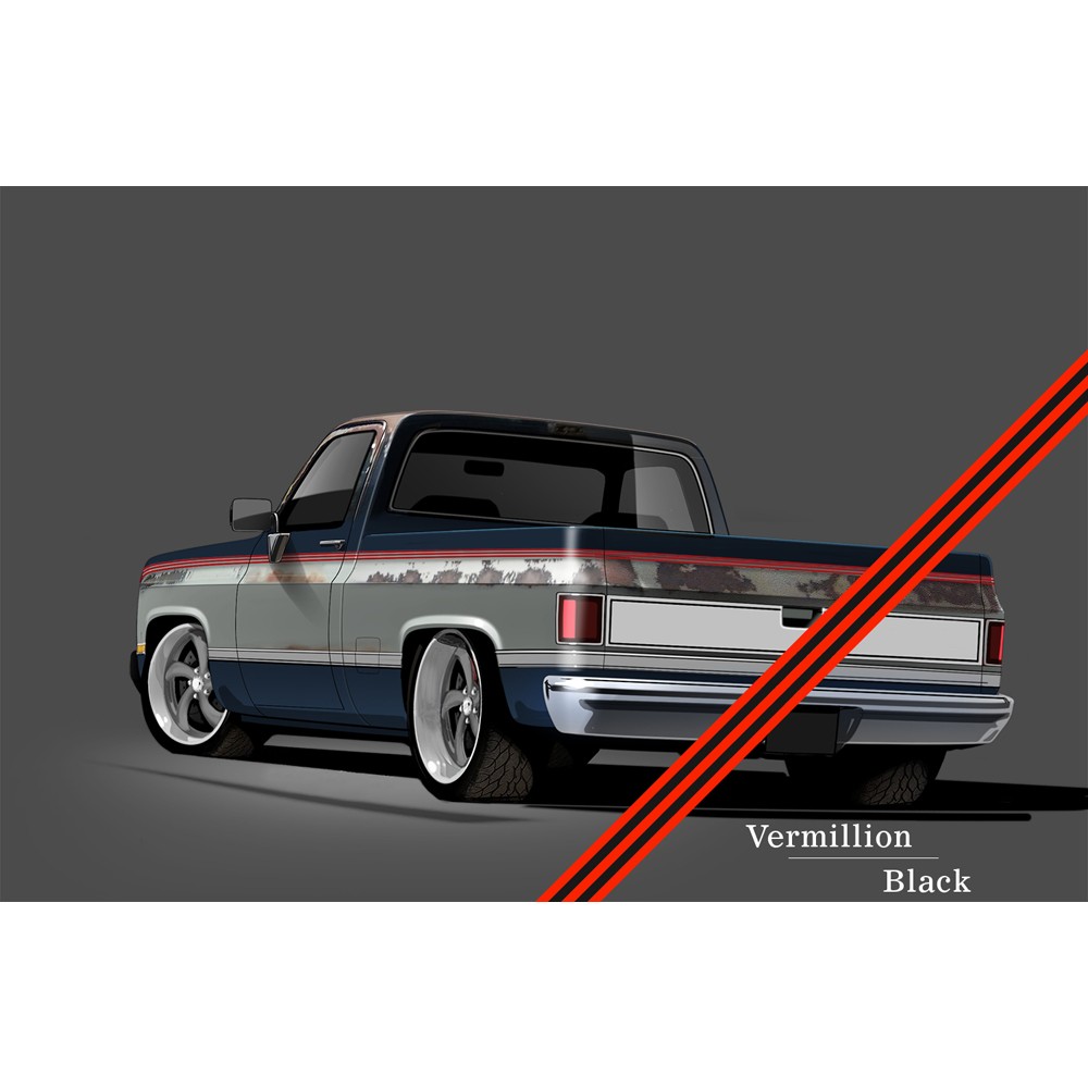 Paint Break Stripe Kit 2-Tone Vermillion/ Black Chevrolet/ GMC C10 1981-1987