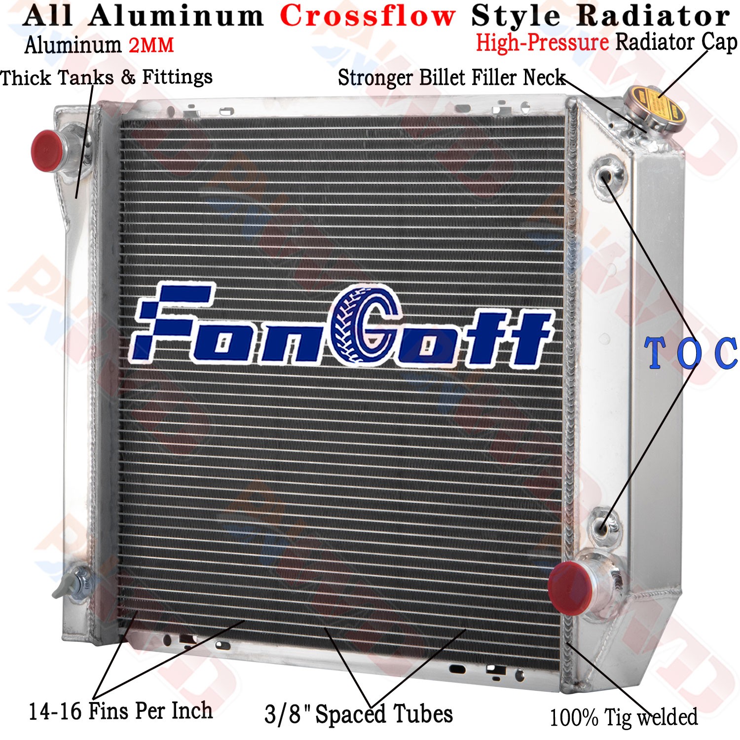 2Row Radiator For 1980-1984 Ford Bronco F150 F250 F350 / 1980-83 F100 4.9L L6.