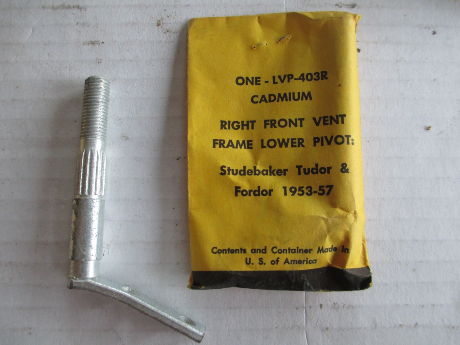 1pc NOS right front vent window lower pivot Studebaker 1953-57 Tudor Fordor  C67